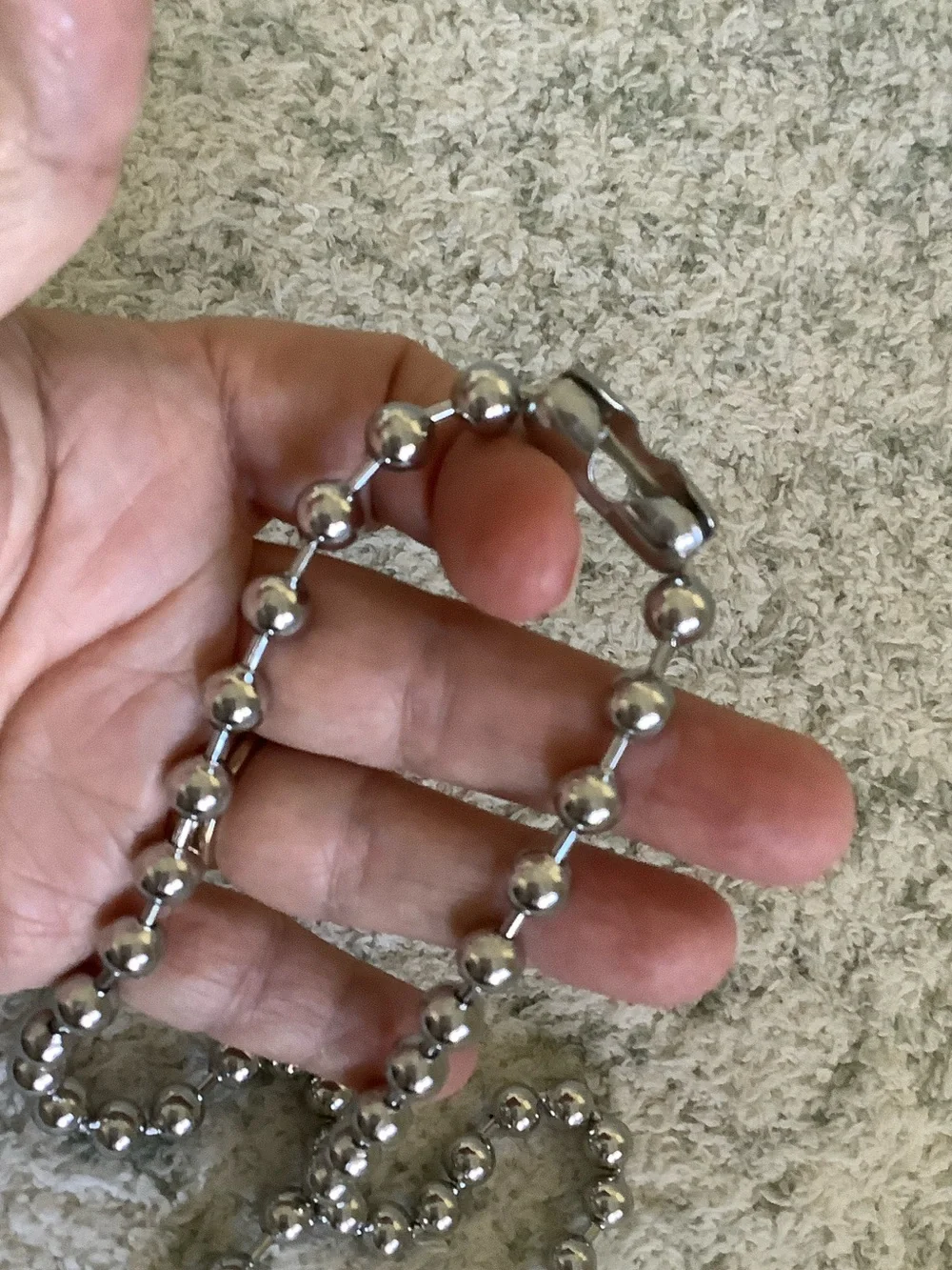 Giant Ball Chain Silver Beaded Necklace Men or Women, 8cm 22” NWT Festival